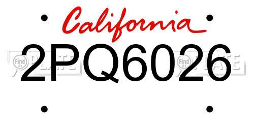 2PQ6026 California License Plate
