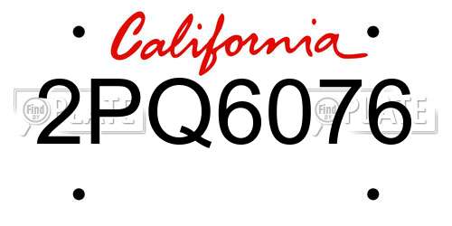 2PQ6076 California License Plate