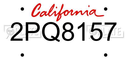 2PQ8157 California License Plate