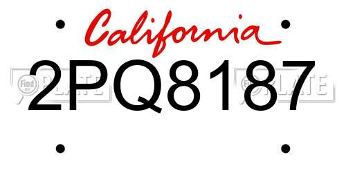 2PQ8187 California License Plate