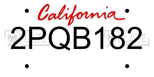 2PQB182 California License Plate