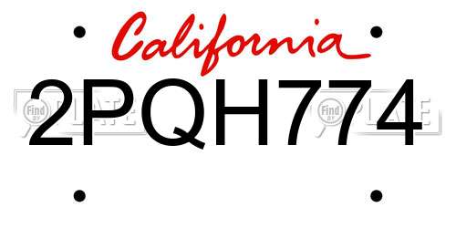 2PQH774 California License Plate