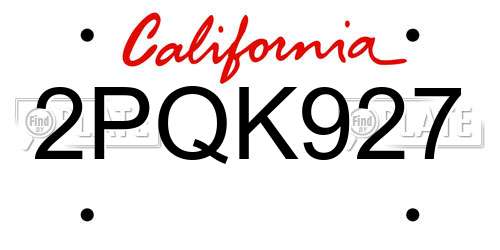 2PQK927 California License Plate