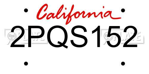 2PQS152 California License Plate