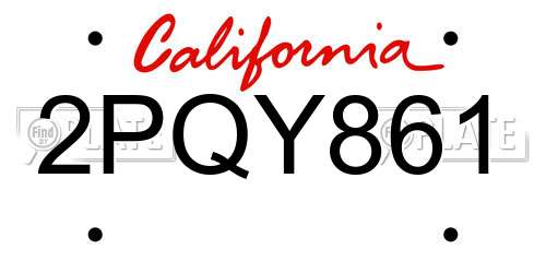 2PQY861 California License Plate