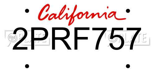 2PRF757 California License Plate
