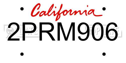 2PRM906 California License Plate