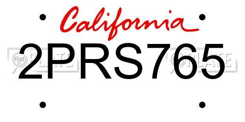 2PRS765 California License Plate
