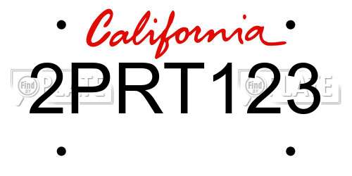 2PRT123 California License Plate