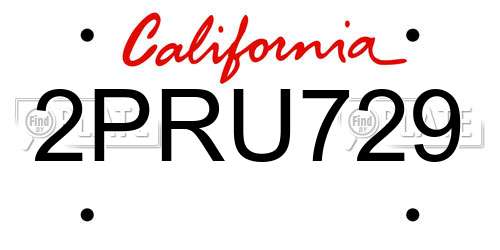 2PRU729 California License Plate