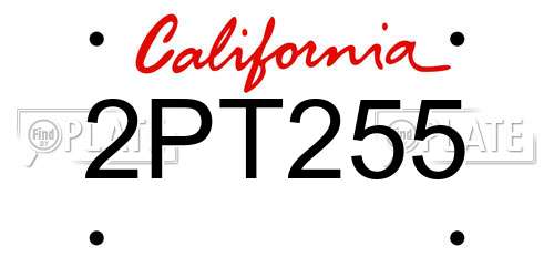 2PT255 California License Plate