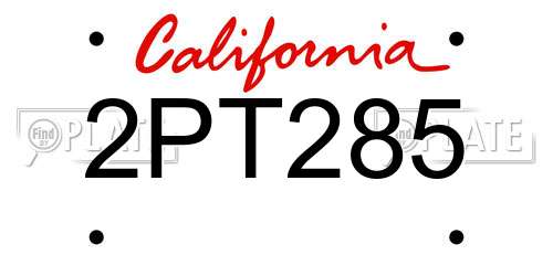 2PT285 California License Plate