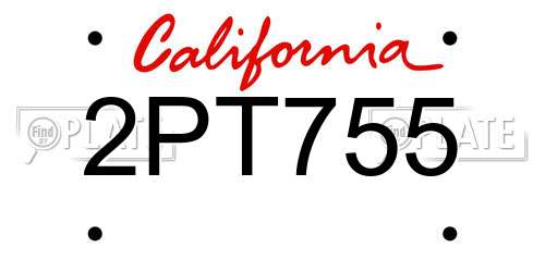 2PT755 California License Plate