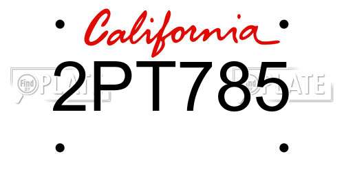 2PT785 California License Plate