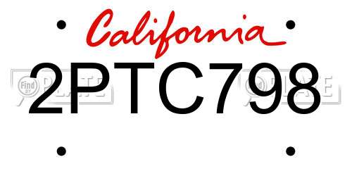 2PTC798 California License Plate