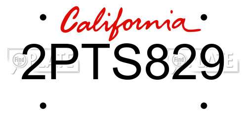 2PTS829 California License Plate
