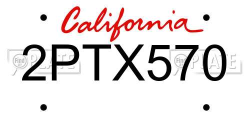 2PTX570 California License Plate
