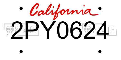 2PY0624 California License Plate