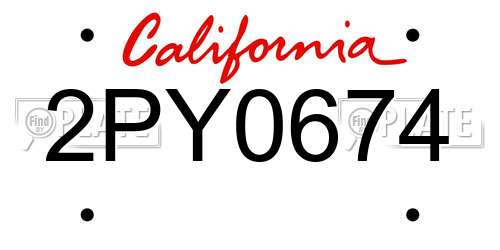 2PY0674 California License Plate