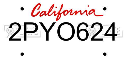 2PYO624 California License Plate