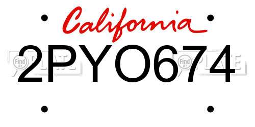 2PYO674 California License Plate