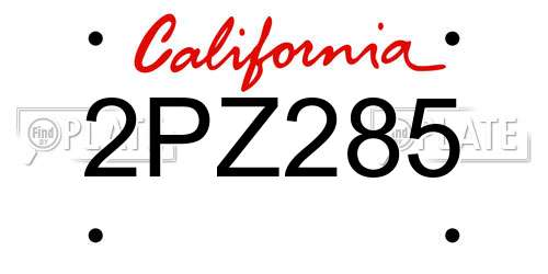2PZ285 California License Plate