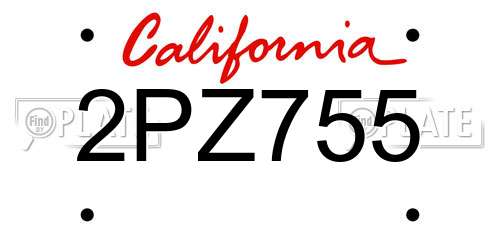 2PZ755 California License Plate