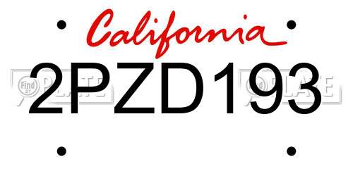 2PZD193 California License Plate