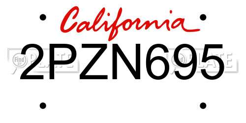 2PZN695 California License Plate