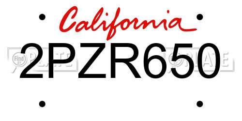 2PZR650 California License Plate