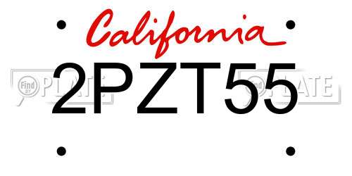 2PZT55 California License Plate