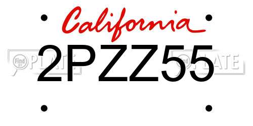 2PZZ55 California License Plate