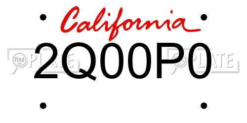 2Q00P0 California License Plate