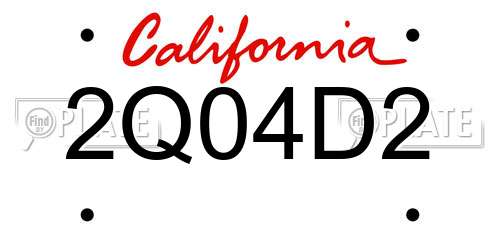 2Q04D2 California License Plate