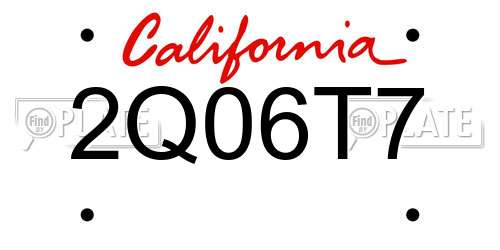 2Q06T7 California License Plate