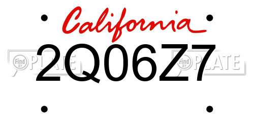 2Q06Z7 California License Plate