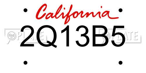 2Q13B5 California License Plate