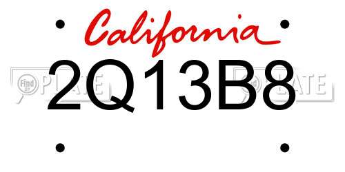 2Q13B8 California License Plate