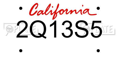 2Q13S5 California License Plate