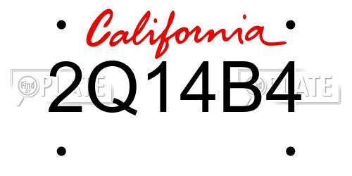 2Q14B4 California License Plate
