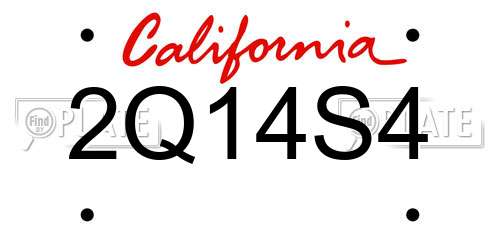 2Q14S4 California License Plate