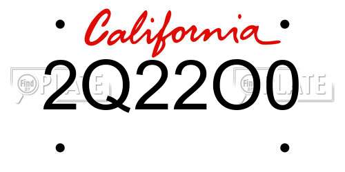 2Q22O0 California License Plate