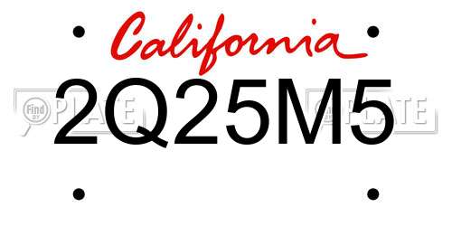 2Q25M5 California License Plate