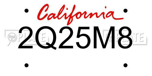 2Q25M8 California License Plate