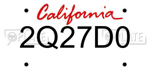 2Q27D0 California License Plate