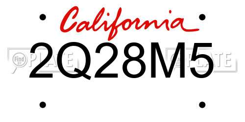 2Q28M5 California License Plate