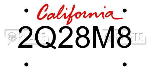 2Q28M8 California License Plate