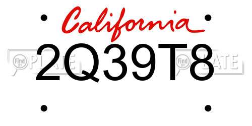 2Q39T8 California License Plate