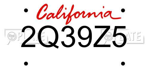 2Q39Z5 California License Plate