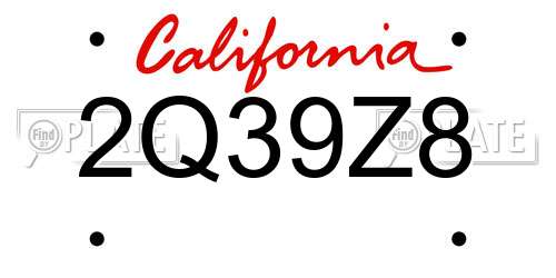 2Q39Z8 California License Plate